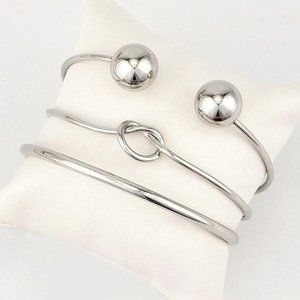 New Metal Ball Detail Cuff Bracelet 3pcs